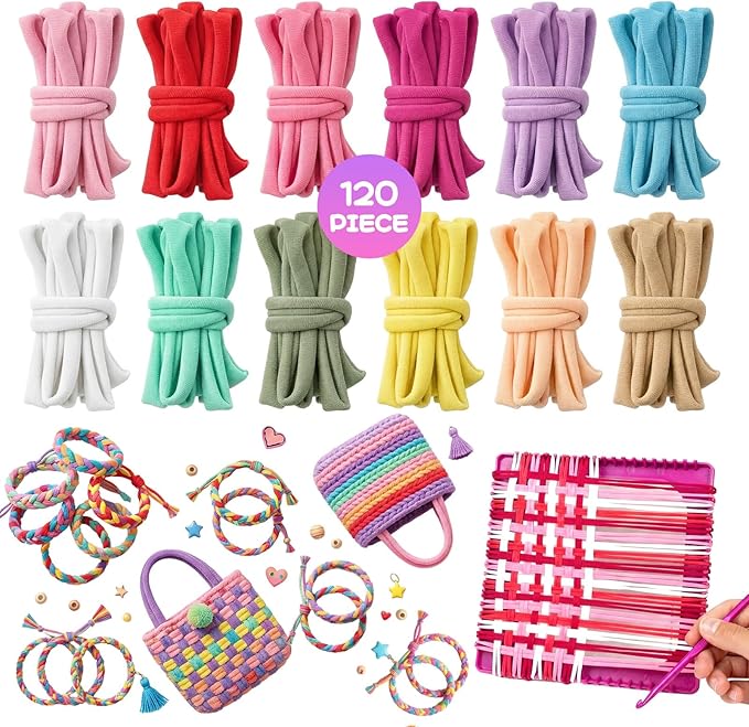 Foyods 120PCS Weaving Loom Refill Loops, 12 Colors Weaving Loops for 7-Inch Weaving Loom & Potholder Loops/Loom Loops/Potholder Loom Loops/Weaving Loom Bands
