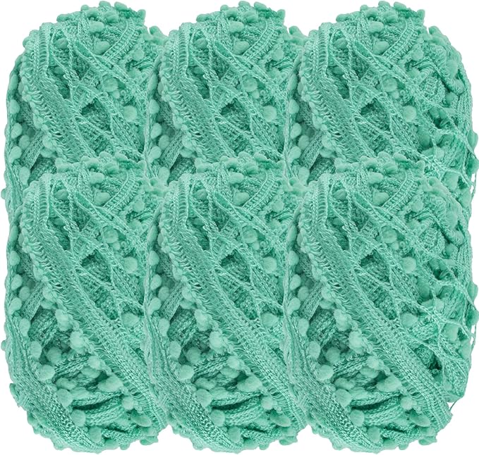 JubileeYarn Fishnet Pom Pom Yarn - 50g Mini Bonbons - Turquoise - 6 Skeins