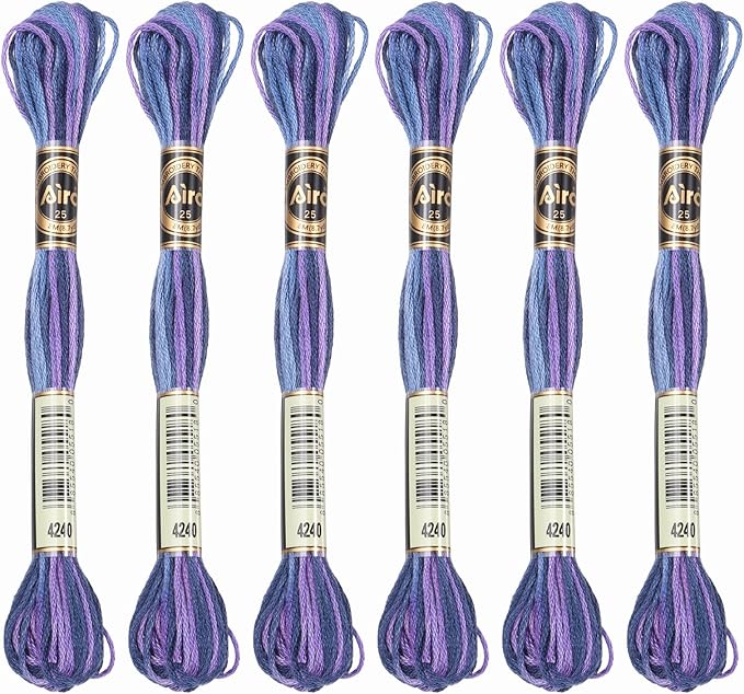 PATIKIL 6 Skeins Embroidery Floss, Polyester Embroidery Threads Bracelets String for Cross-Stitch Hand Embroidery, Dark Purple