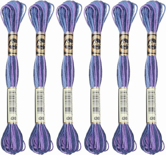 PATIKIL 6 Skeins Embroidery Floss, Polyester Embroidery Threads Bracelets String for Cross-Stitch Hand Embroidery, Dark Purple
