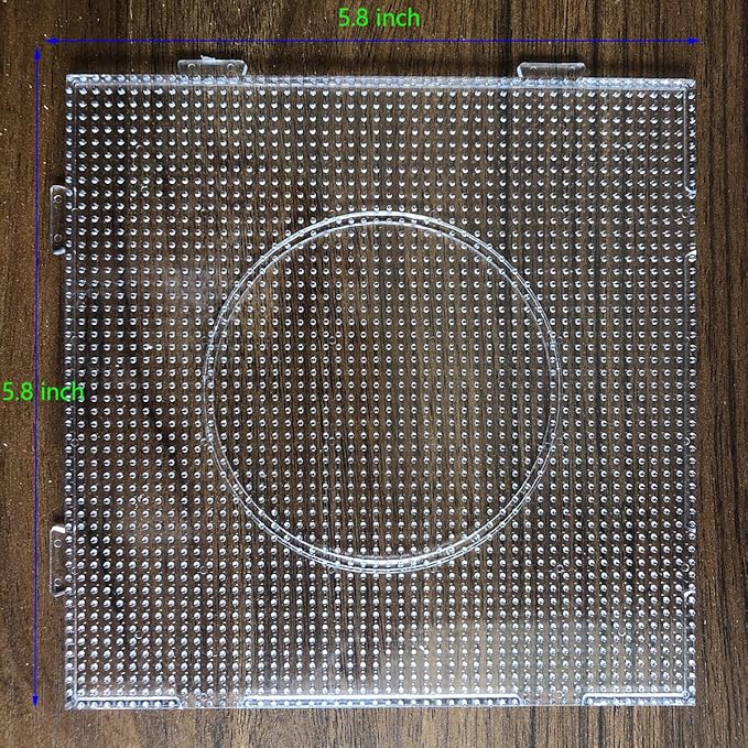 4PCS 2.6MM Fuse Beads Boards Large Square Clear Plastic Pegboards Kits Iron Beads for Aldult DIY Make Craft with 5 Ironing Paper