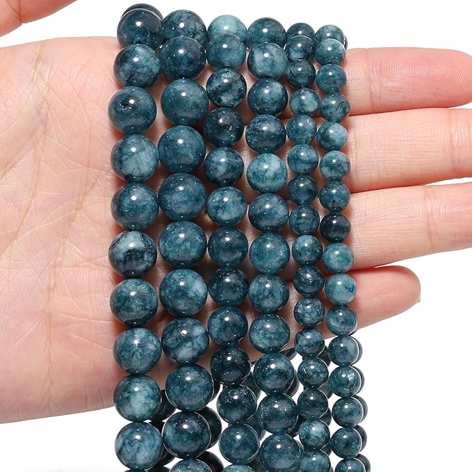 Stone Beads, 60pcs Blue Apatite, 6mm Round Loose Beads for Jewelry Making, Bracelets, with Bag, String & Card