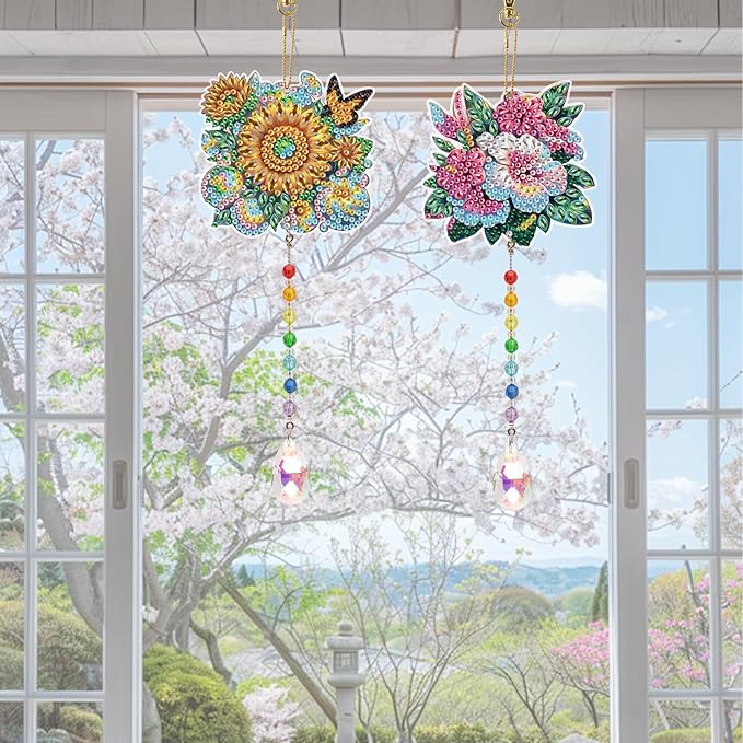 TDFERAN Diamond Pinting During Wind Chimes Diamant Art Hanging Sign Onament Plant Pendants Wind Chimes Wall Hanging in Living Room Dorridor Diamond Art Hanging Sign Onamen DIY Decorations Ornaments