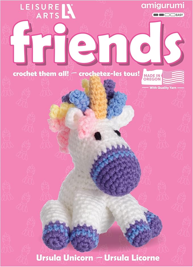 LEISURE ARTS - Crochet Kits, Friends Ursula Unicorn, 3", Crochet Kit for Beginners, Complete Kit, Animal Kits, Animal Kit, DIY Amigurumi Kits
