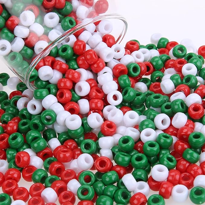 megoogo 1000pcs pony beads bulk, christmas beads for bracelets xmas pony beads friendship bracelet beads hair beads for braids beads for jewelry making party decoration supplies