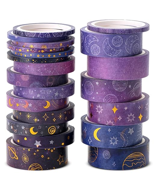 Mr. Pen- Washi Tape Set, 21 Rolls, Outer Space Design, Decorative With Measure Tape, Scrapbook Washi for Journaling, Craft
