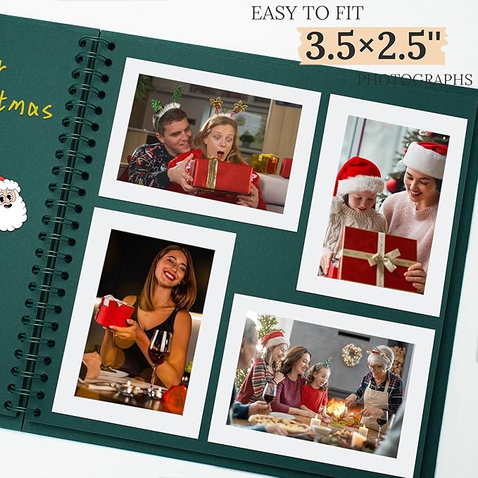 Scrapbook 7x7 Inch DIY Scrapbook Album Hardcover Kraft Paper Scrap Book Photo Albums 40 Pages Perfect for 4x6 / 5x7 Photos Memory Book for Family, Wedding
