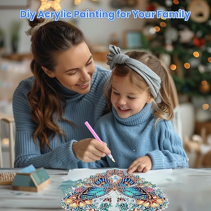 MOGTAA Butterfly Diamond Art Hanging Pendant Kits, 5D Special Shape Diamond Art Kits for Adults, Crystal Rhinestones Flowers Diamond Painting Gem Art for Home Garden Wall Decor