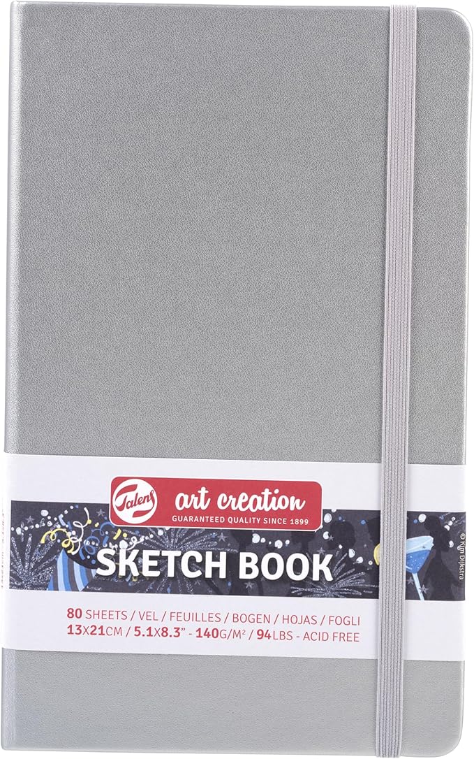 Tarrence T9314-042M 405843 Art Creation Sketchbook, Drawing Notebook, 5.1 x 8.3 inches (13 x 21 cm), Shiny Silver, Thickness 5.9 oz/yd², Fine, Acid Free Paper, 80 Sheets Bound