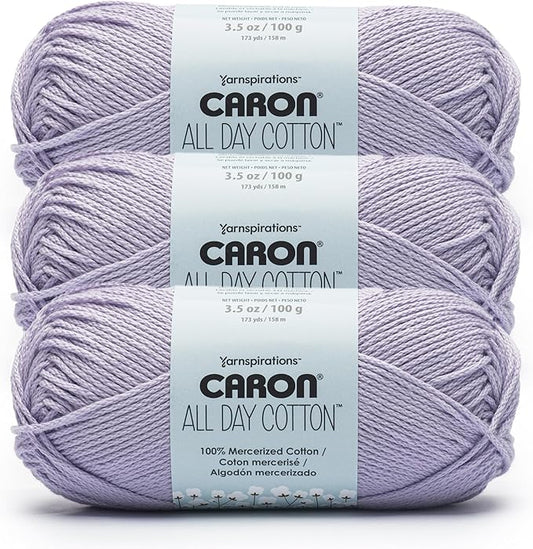 Caron All Day Cotton - 3 Pack of 173 Yards/3.52 oz Mauve 100% Mercerized Cotton Yarn