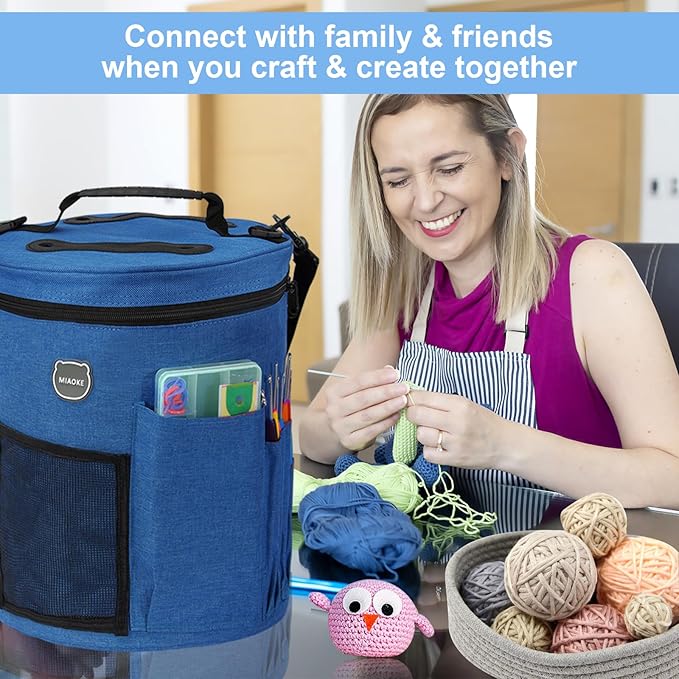 MIAOKE 79pc Crochet Kit, Large Knitting Bag Yarn Storage Organizer, Crocheting Starter Kits with Waterproof Bag, Beginner Knitting Accessories Set, for Beginners Adults Travel Crochet Supplies