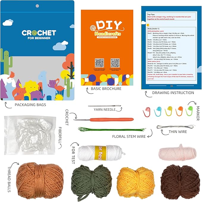 Sunflower Crochet Kit – Make a Large Blooming Plant Pot | Vibrant Home & Desk Decor | Beginner-Friendly DIY Gift with Video Tutorial | Happy Sunshine Craft