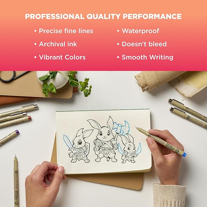 SAKURA Pigma Micron 005 8 Color Set Water Based Pigment for Illustration - Holiday Gifts for Artists, Crafters & DIY Gifts Projects