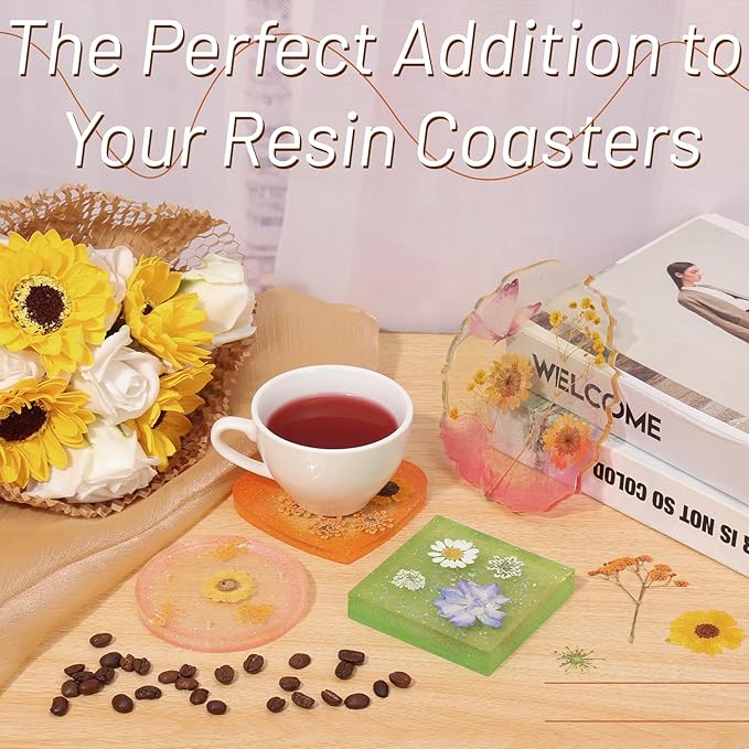 Dried Pressed Flowers for Resin, Real Pressed Flowers Dry Leaves Bulk Natural Herbs Kit for Scrapbooking DIY Art Crafts Epoxy Resin Jewelry Mold Candle Soap Making Nails Décor (Natrual Floral Leaves)