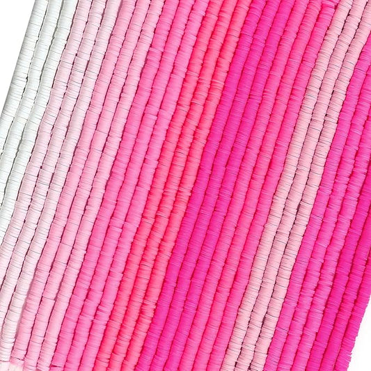 JMUQ 28 Strands Pink Clay Beads Bracelet Making Kit, Friendship Preppy Flat Polymer Clay Heishi Beads for Bracelets Jewelry Making Kit, DIY Arts and Crafts Gifts