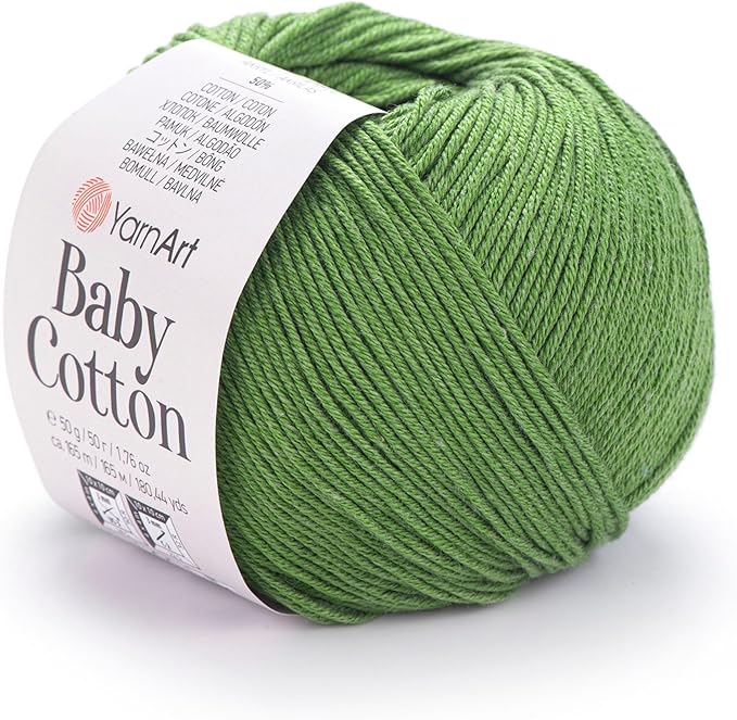 YarnArt Baby Cotton Yarn - Soft Knitting Yarn for Baby & Summer, 50% Cotton 50% Acrylic, 1.76 Oz, 180.44 Yds, Ideal for Amigurumi & Crochet Projects (1, 441)