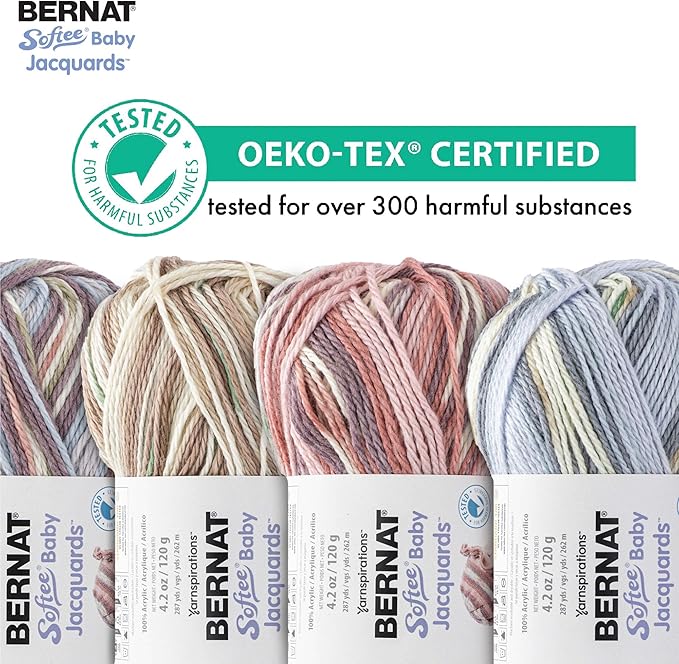 Bernat Softee Baby Jacquards River Ripples Yarn - 3 Pack of 4.2oz/120g - Acrylic - #3 DK (Light) - 287 Yards - Knitting & Crochet