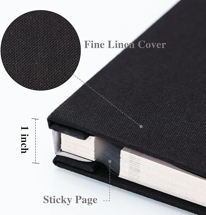 Vienrose Large Photo Album Self Adhesive for 4x6 8x10 Pictures Linen Scrapbook Album DIY 40 Blank Pages with A Metallic Pen