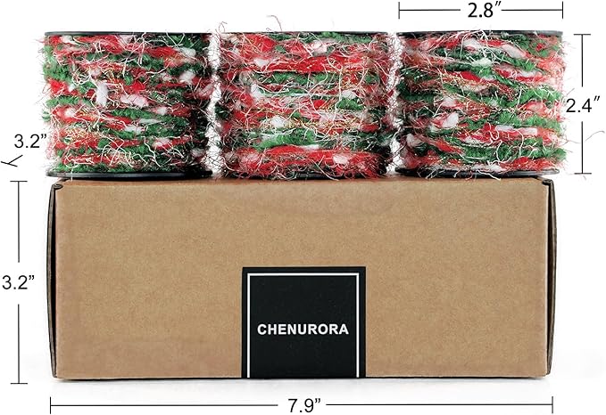 Christmas Yarn for Crocheting Knitting, Crafts DIY Yarns, Set of 3 Rolls (Christmas Red & Green)
