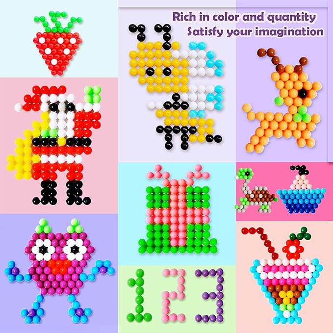 Non-Iron Fuse Beads Kit - 48 Vibrant Colors - 4960 Beads with 12 Glow-in-Dark Arts and Crafts Bundle