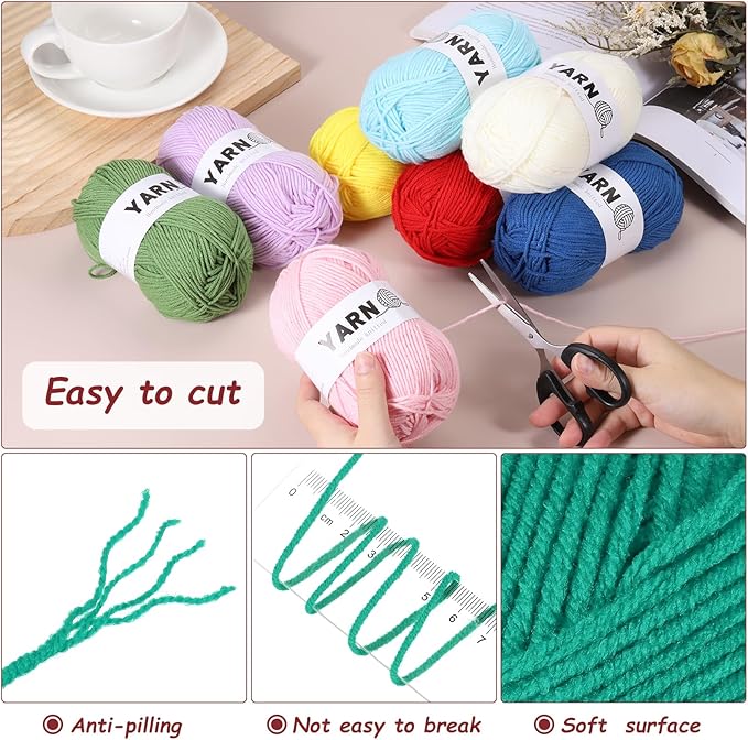 6Pcs Pale Green Acrylic Yarn 790 Yard 4 Ply Soft Crochet Yarns Sport Weight Yarn,[for DIY Crocheting Knitting Craft Blankets Hats]-300g