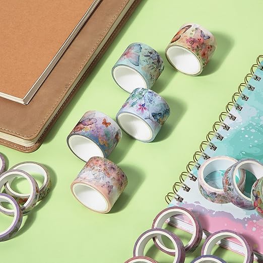 Mr. Pen- Washi Tape Set, 20 Rolls, Assorted Sizes, Watercolor Butterfly Design, Washi Tape for Journaling