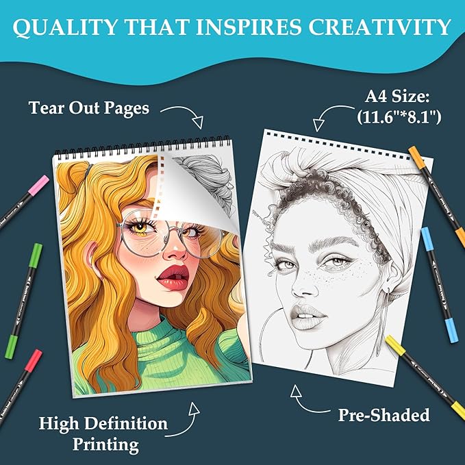 Coloring Book for Adults Relaxation, 24 Pages Adult Coloring Books for Women Stress Relief, Spiral Bound Coloring Books, Relaxing Gift for Women