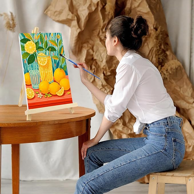 GHHKUD Lemon Paint by Numbers Kits with Frame for Adults Beginners, DIY Beverage Paint by Numbers for Kids, Painting Art on Canvas Gifts Home Wall Decor 20x30cm