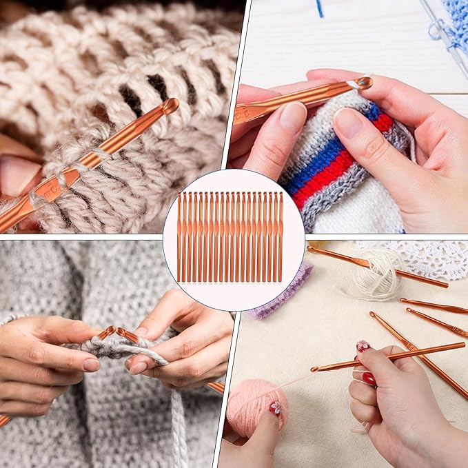 5.5 mm Crochet Hook, 20 Pcs Aluminum Crochet Hooks US Size I (Size 9) Knitting Needles Crochet Supplies for DIY Yarn Crafts Beginners (Orange)