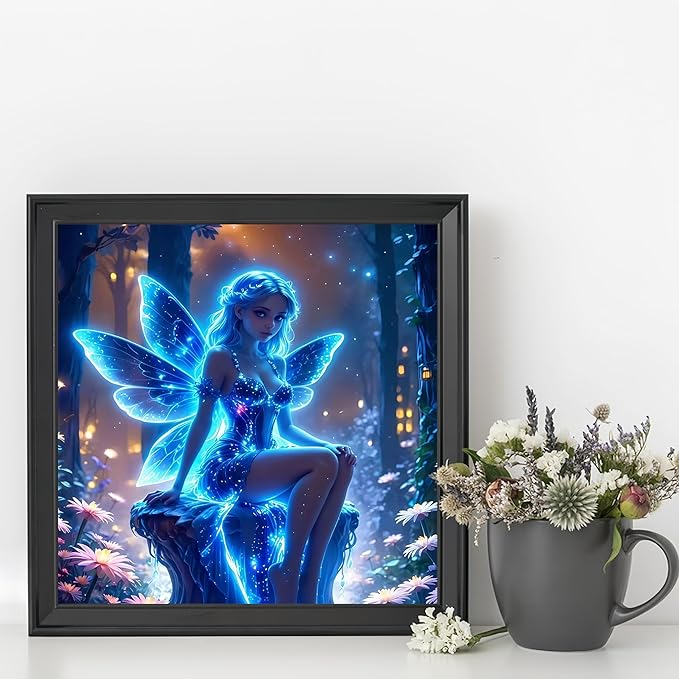 Diamond Art Kits for Adults Magical Fairy, DIY 5D Diamond Painting Kit for Beginners, Spirit Full Round Drill Gem Art Dots for Adults, Diamond Dots Paintings Crafts Home Wall Decor 14X14 Inch