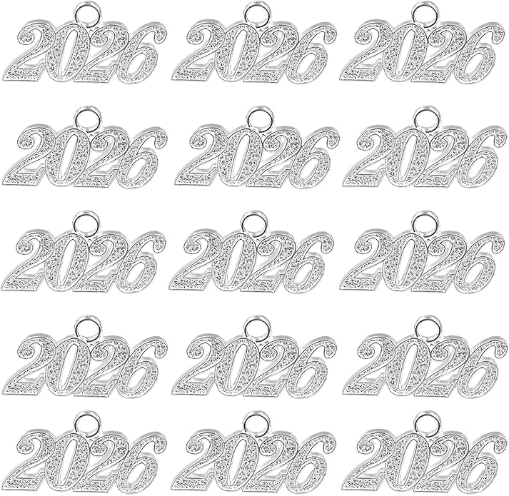 50 pieces 2026 Year Charm for Graduation Tassel Graduation Charm Pendant for DIY Jewelry Making