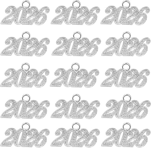 50 pieces 2026 Year Charm for Graduation Tassel Graduation Charm Pendant for DIY Jewelry Making