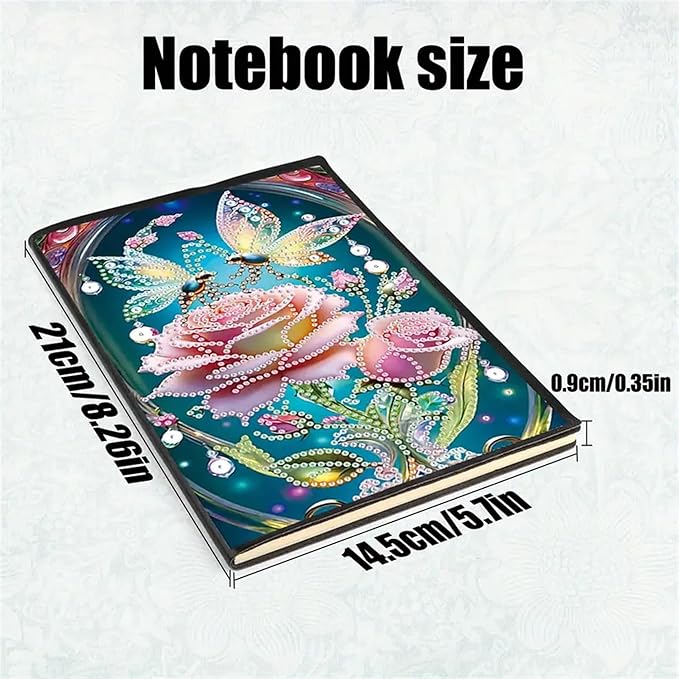 Rose Diamond Painting Notebook for Adults, A5 Diamonds Art Journal and DIY Sketchbook, Diamond Art Kit Supplies,Gift for Beginners, Craft Lovers, Artists. (Rose)