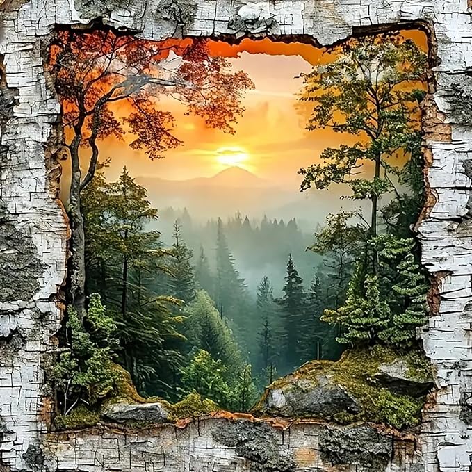 CHWGLFGG 5D Diamond Art Kits for Adults Beginners, Forest Landscape Diamond Painting Kits, DIY Full Round Drill Paint by Diamonds Dot Gem Art for Adults, Home Wall Decor 13.7X 13.7 Inch