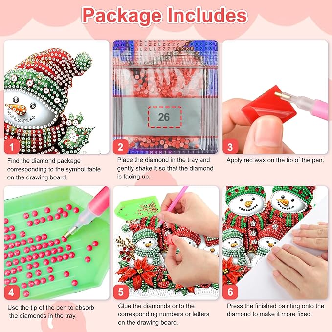 TOSTOG Hanging Diamond Art Kits for Adults, Christmas Snowman Diamond Paintings for Adults, Window Pendant Diamond Art Kits, 5D Diamond Paintings Hanging Pendant Kit Wall Decor and Gift