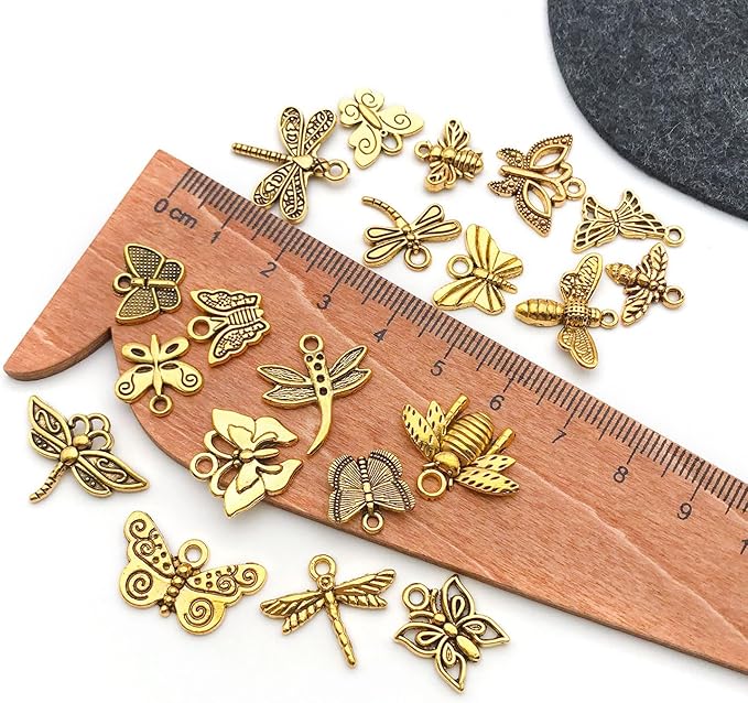 WOCRAFT 60pcs Antique Gold Butterfly Bracelet Charms for Jewelry Making Sets DIY Necklace Bracelet Keychain Crafting Charms Kit Craft Supplies (SN846)