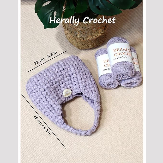 Herally Crochet Kit DIY for Beginners - Include Yarn, Hook and Accessory - with Step by Step Video Tutorials - Wheatear Hobo Bag (Lavender)