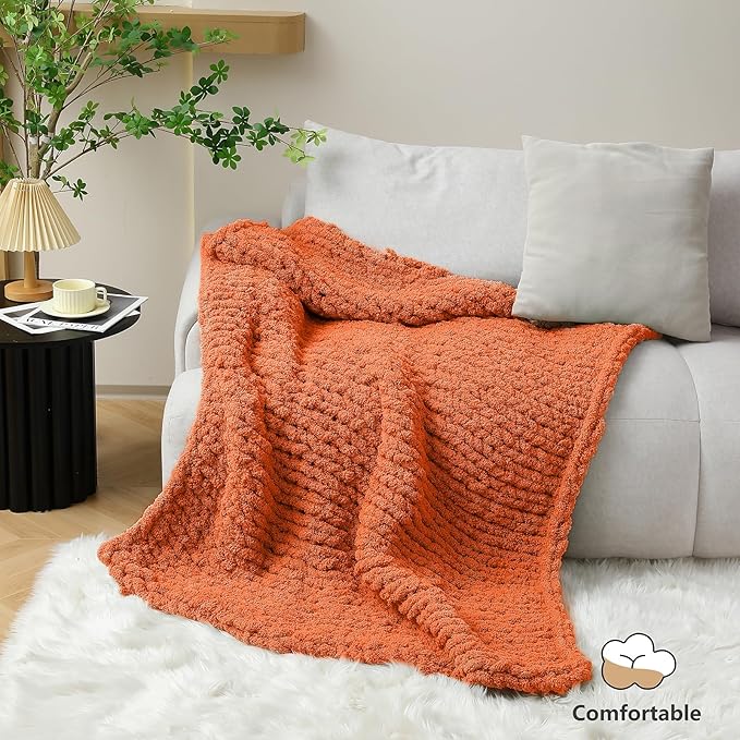 Chunky Yarn for Hand Knitting - #10 Chunky Chenille Yarn, Jumbo Big Thick Chunky Yarns for Crocheting, Super Bulky Chunky Knit Blanket Yarns, 8 Skein (25 yds 8 oz Each Skein), Pumpkin Orange