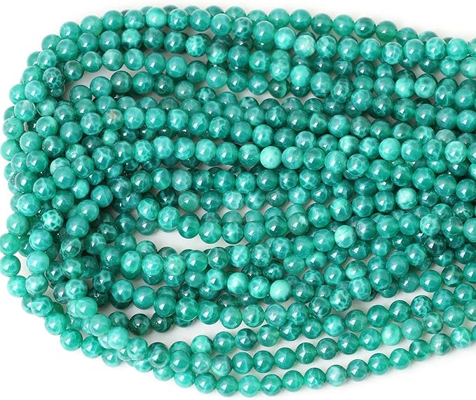 60PCS 6mm Natural Peacock Vein Agate Gemstone Round Loose Beads for Jewelry Making Jewelry Design1 Strand 15"