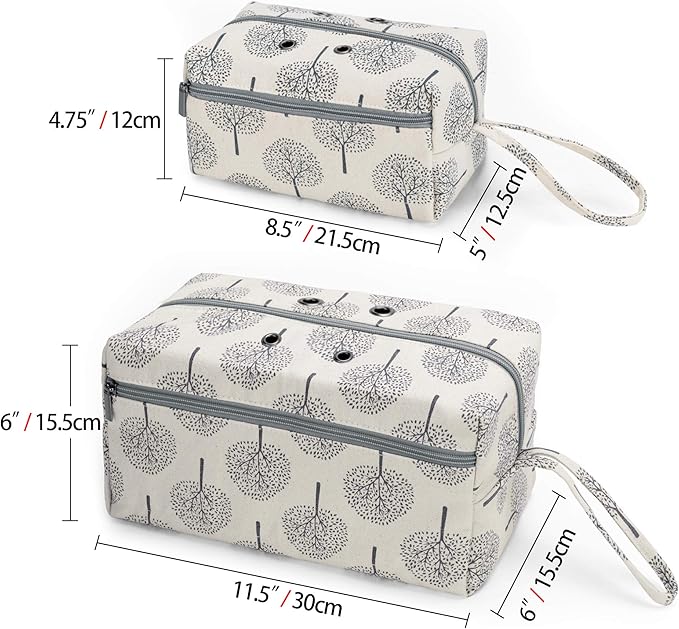 LUXJA Small Yarn Storage Bag, Portable Knitting Bag for Yarn Skeins, Crochet Hooks, Knitting Needles (up to 8 Inches) and Other Small Accessories (Trees)