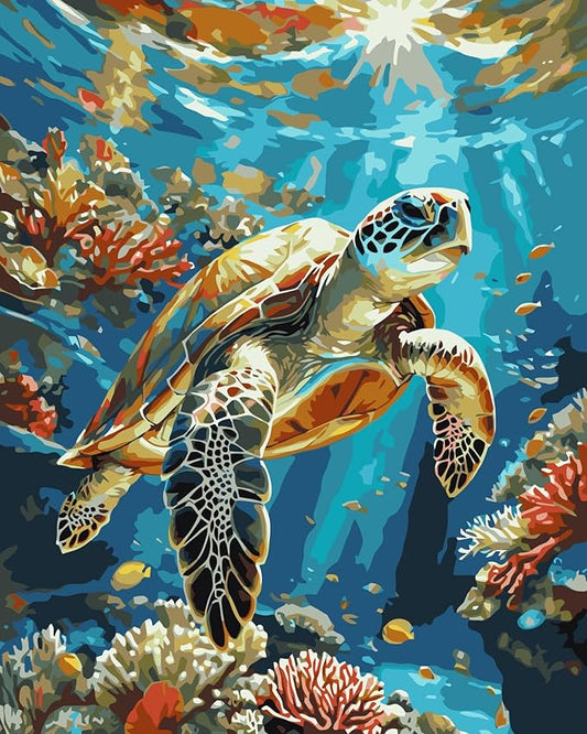ldazao Painting By Numbers for Adults Number Oil Painting Kit Paint By Numbers Kit Beginner Turtle DIY Painting Kits for Adults Without Frame Paint By Number On Canvas for Gift Home Wall Decor