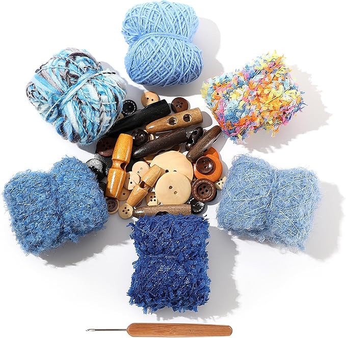 20 Pcs of 2-Yard Original Art Yarns - for DIY Art Yarns for Jewelry Making, Junk Magazines, Knitting, Crafts, Textile Decorative, Tassels, Vintage Yarn Card Making (Lake Blue)