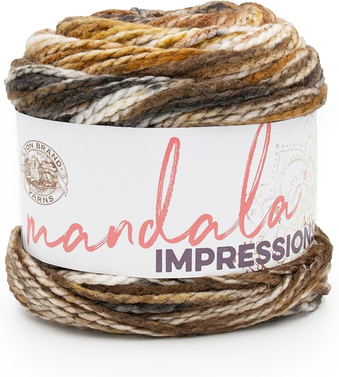 Lion Brand Yarn Mandala Impressions, Multicolor Yarn for Knitting, Crochet and Crafting, Sandalwood, 1 Pack