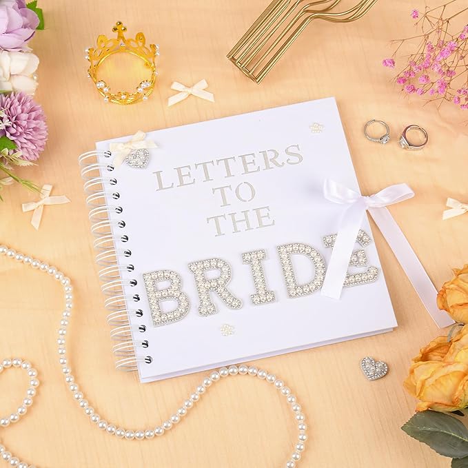 8x8 Inch Letters To The Bride Scrapbook Wedding Memory Book DIY Photo Album Blank Pages Scrapbook Bridal Shower Gifts(White)
