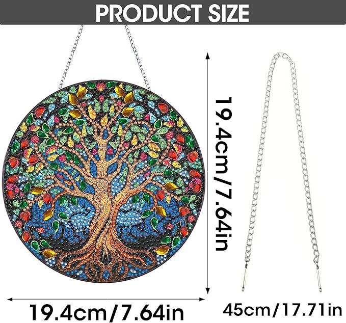 SKRYUIE Tree Hanging Diamond Art Kits for Adults Pendant Suncatcher, Special Shaped Crystal DIY Pearl Diamond Painting Kit, Gift for Mother Spring Summer Window Wreath Decor 7.64 x 7.64 Inch A16