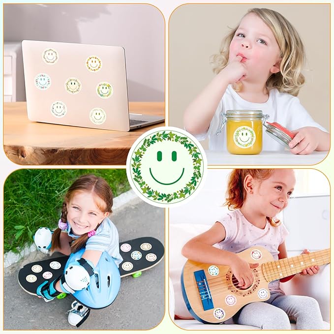 wercokt 50pcs smiling flower stickers, cute water bottle stickers for kids, for teaching rewards, notebooks, stationery, luggage, cartoon pvc happy stickers
