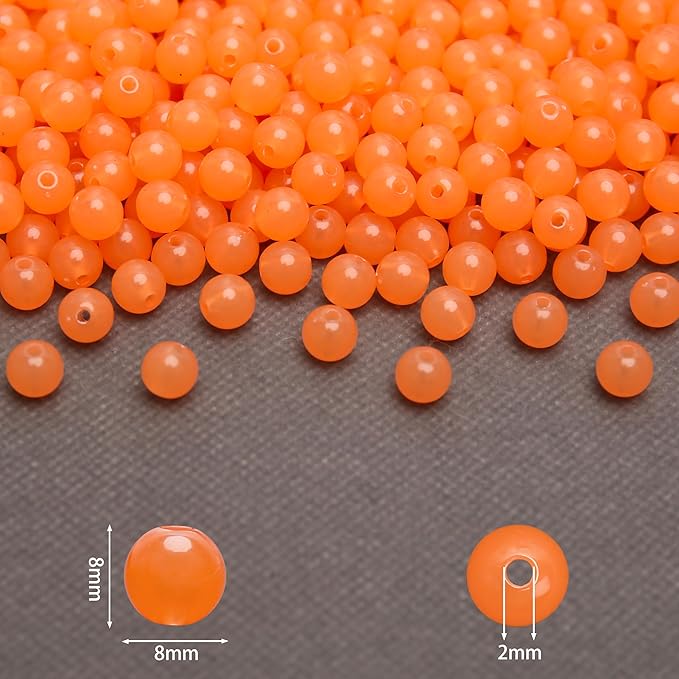 bonny boxx 500pcs 8mm jelly orange acrylic round beads, smooth transparent acrylic balls, plastic resin gumball bubblegum chunky beads for necklace & bracelet making, crafting supplies