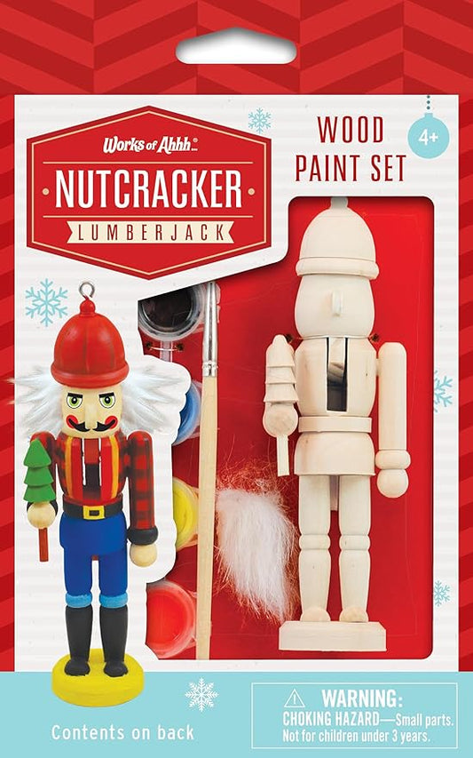 Works of Ahhh... Nutcracker Lumberjack Ornament Wood Paint Kit - Ornament Painting Kit - Ages 4+