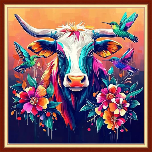 Redxing Stamped Cross Stitch Kits Embroidery kit for Beginners Adults Full Range of Embroidery Patterns Starter Kits DIY Printed Cross Stitch Kits Needlepoint Kits 11CT-Colored Bull 18x18 inchs