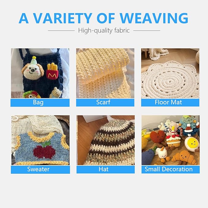 4 Rolls Comfy Blend Milk Wool Plain Knitting & Crochet Yarn Bulk Starter Kit for Colorful Craft DIY